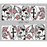 Full Beauty 1 Sheet Halloween Nail Art Sticker Sexy Skull Bone Water Transfer Decals Nails Foil Manicure Decoration CHSTZ731-755