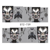 Full Beauty 1 Sheet Halloween Nail Art Sticker Sexy Skull Bone Water Transfer Decals Nails Foil Manicure Decoration CHSTZ731-755