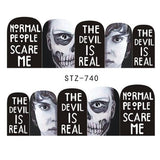 Full Beauty 1 Sheet Halloween Nail Art Sticker Sexy Skull Bone Water Transfer Decals Nails Foil Manicure Decoration CHSTZ731-755