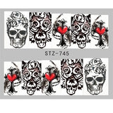 Full Beauty 1 Sheet Halloween Nail Art Sticker Sexy Skull Bone Water Transfer Decals Nails Foil Manicure Decoration CHSTZ731-755