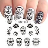 Full Beauty 1 Sheet Halloween Nail Art Sticker Sexy Skull Bone Water Transfer Decals Nails Foil Manicure Decoration CHSTZ731-755