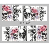 Full Beauty 1 Sheet Halloween Nail Art Sticker Sexy Skull Bone Water Transfer Decals Nails Foil Manicure Decoration CHSTZ731-755