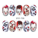 Full Beauty 1 Sheet Halloween Nail Art Sticker Sexy Skull Bone Water Transfer Decals Nails Foil Manicure Decoration CHSTZ731-755