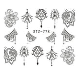 Full Beauty 1 Sheet Jewelry Nail Sticker Black Floral Decals Manicure Water Transfer Slider Foil Design Decorations CHSTZ766-778