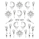 Full Beauty 1 Sheet Nail Water Sticker DIY Black Abstract Image Nail Art Paper Decoration Manicure Style Tool CHSTZ651-53