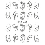 Full Beauty 1 Sheet Nail Water Sticker DIY Black Abstract Image Nail Art Paper Decoration Manicure Style Tool CHSTZ651-53