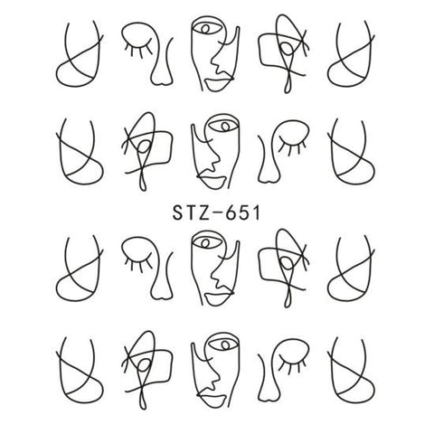 Full Beauty 1 Sheet Nail Water Sticker DIY Black Abstract Image Nail Art Paper Decoration Manicure Style Tool CHSTZ651-53