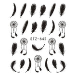 Full Beauty 1 Sheet Nail Water Sticker DIY Black Abstract Image Nail Art Paper Decoration Manicure Style Tool CHSTZ651-53