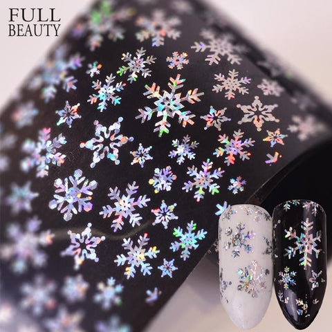 Full Beauty 100x4cm Xmas Pattern for Nail Sticker 3D Snowflake Star Laser Glitter Christmas Nail Art Transfer Foils CHXK94-97