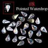 Full Beauty 10pcs Super Glitter Crystal Nail Gems Oval Waterdrop Diamond Shinny Stone Nail Art Rhinestone Manicure Tips CH069