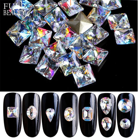 Full Beauty 10pcs Super Glitter Crystal Nail Gems Oval Waterdrop Diamond Shinny Stone Nail Art Rhinestone Manicure Tips CH069