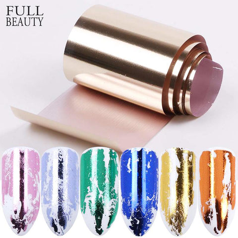 Full Beauty 14pcs Gold Sliver Slider Foil For Nail Holographic Transfer Wrap Sticker Adhesive Starry Manicure Decor Set CH996