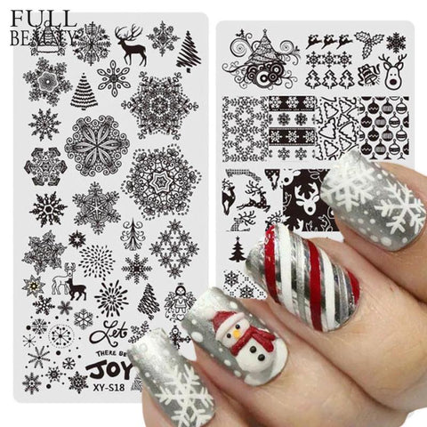 Full Beauty 1PCS Nail Stamp Stainless Steel Christmas Designs Templates 12x6cm Winter Image Nail Art Stamping Plates CH173