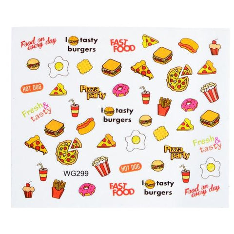 Full Beauty 1PCS Optional Colorful Water Transfer Nail Sticker Lovely Cat Cake Rainbow Image Nail Art Decorations Decals CHWG