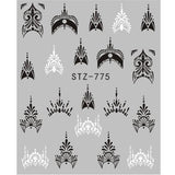 Full Beauty 1pc Black Flower Vine Nail Water Sticker Leaf Lace Design Slider Nail Art Decal Beauty Foils Decoration CHSTZ645-658