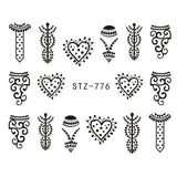 Full Beauty 1pc Black Flower Vine Nail Water Sticker Leaf Lace Design Slider Nail Art Decal Beauty Foils Decoration CHSTZ645-658