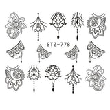 Full Beauty 1pc Black Flower Vine Nail Water Sticker Leaf Lace Design Slider Nail Art Decal Beauty Foils Decoration CHSTZ645-658