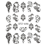 Full Beauty 1pc Black Flower Vine Nail Water Sticker Leaf Lace Design Slider Nail Art Decal Beauty Foils Decoration CHSTZ645-658