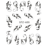 Full Beauty 1pc Black Flower Vine Nail Water Sticker Leaf Lace Design Slider Nail Art Decal Beauty Foils Decoration CHSTZ645-658