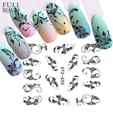 Full Beauty 1pc Black Flower Vine Nail Water Sticker Leaf Lace Design Slider Nail Art Decal Beauty Foils Decoration CHSTZ645-658