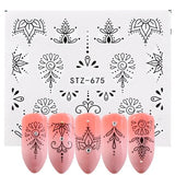 Full Beauty 1pcs Fantasy Nail Art Water Sticker Black Simple DIY Model Manicure Foils Nail Decorations Nail Tool CHSTZ610-658