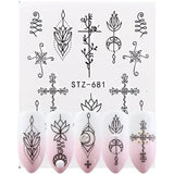 Full Beauty 1pcs Fantasy Nail Art Water Sticker Black Simple DIY Model Manicure Foils Nail Decorations Nail Tool CHSTZ610-658