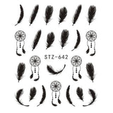 Full Beauty 1pcs Fantasy Nail Art Water Sticker Black Simple DIY Model Manicure Foils Nail Decorations Nail Tool CHSTZ610-658
