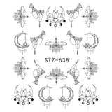 Full Beauty 1pcs Fantasy Nail Art Water Sticker Black Simple DIY Model Manicure Foils Nail Decorations Nail Tool CHSTZ610-658
