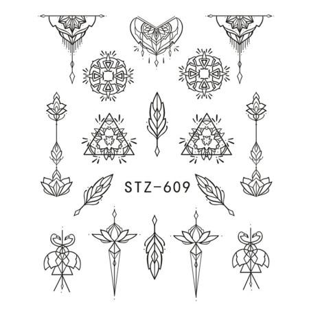 Full Beauty 1pcs Fantasy Nail Art Water Sticker Black Simple DIY Model Manicure Foils Nail Decorations Nail Tool CHSTZ610-658