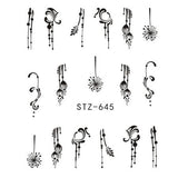 Full Beauty 1pcs Fantasy Nail Art Water Sticker Black Simple DIY Model Manicure Foils Nail Decorations Nail Tool CHSTZ610-658