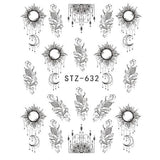 Full Beauty 1pcs Fantasy Nail Art Water Sticker Black Simple DIY Model Manicure Foils Nail Decorations Nail Tool CHSTZ610-658