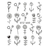 Full Beauty 1pcs Fantasy Nail Art Water Sticker Black Simple DIY Model Manicure Foils Nail Decorations Nail Tool CHSTZ610-658