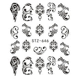 Full Beauty 1pcs Fantasy Nail Art Water Sticker Black Simple DIY Model Manicure Foils Nail Decorations Nail Tool CHSTZ610-658