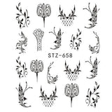 Full Beauty 1pcs Fantasy Nail Art Water Sticker Black Simple DIY Model Manicure Foils Nail Decorations Nail Tool CHSTZ610-658