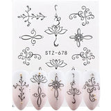 Full Beauty 1pcs Fantasy Nail Art Water Sticker Black Simple DIY Model Manicure Foils Nail Decorations Nail Tool CHSTZ610-658