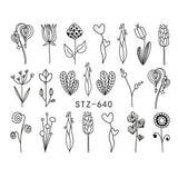 Full Beauty 1pcs Fantasy Nail Art Water Sticker Black Simple DIY Model Manicure Foils Nail Decorations Nail Tool CHSTZ610-658