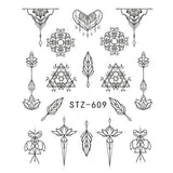Full Beauty 1pcs Fantasy Nail Art Water Sticker Black Simple DIY Model Manicure Foils Nail Decorations Nail Tool CHSTZ610-658