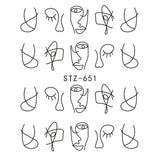Full Beauty 1pcs Fantasy Nail Art Water Sticker Black Simple DIY Model Manicure Foils Nail Decorations Nail Tool CHSTZ610-658