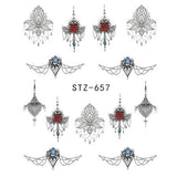Full Beauty 1pcs Fantasy Nail Art Water Sticker Black Simple DIY Model Manicure Foils Nail Decorations Nail Tool CHSTZ610-658