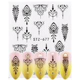Full Beauty 1pcs Fantasy Nail Art Water Sticker Black Simple DIY Model Manicure Foils Nail Decorations Nail Tool CHSTZ610-658