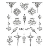 Full Beauty 1pcs Gorgeous Necklace Black Red Blue Sticker Nail Art Tattoos Water Nails Designs for Nail Sticker CHSTZ620-657