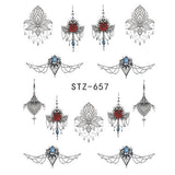 Full Beauty 1pcs Gorgeous Necklace Black Red Blue Sticker Nail Art Tattoos Water Nails Designs for Nail Sticker CHSTZ620-657