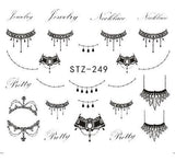 Full Beauty 1pcs Gorgeous Necklace Black Red Blue Sticker Nail Art Tattoos Water Nails Designs for Nail Sticker CHSTZ620-657