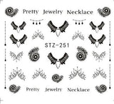 Full Beauty 1pcs Gorgeous Necklace Black Red Blue Sticker Nail Art Tattoos Water Nails Designs for Nail Sticker CHSTZ620-657