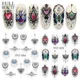 Full Beauty 1pcs Gorgeous Necklace Black Red Blue Sticker Nail Art Tattoos Water Nails Designs for Nail Sticker CHSTZ620-657