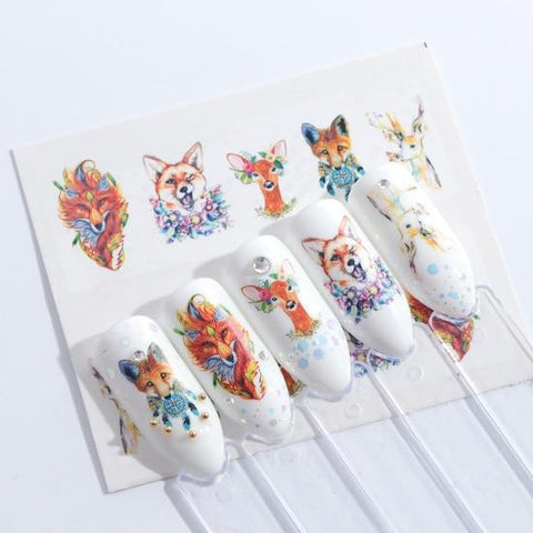 Full Beauty 1pcs Lovely Cartoon Colorful Image DIY Stencils Nail Decals Nail Art Sticker Manicure Water Slider Tips STZ660-673