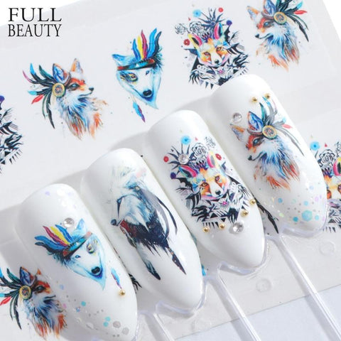 Full Beauty 1pcs Lovely Cartoon Colorful Image DIY Stencils Nail Decals Nail Art Sticker Manicure Water Slider Tips STZ660-673