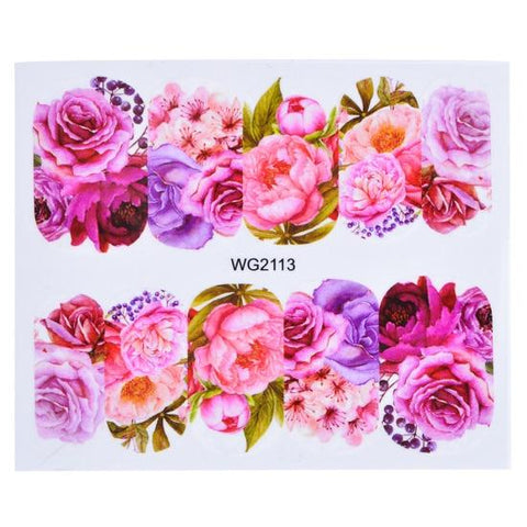 Full Beauty 1pcs Nail Sticker Optional Blossom Colorful Flower Rose Valentine Water Full Wraps Nail Art Decals Charms Tips CHWG