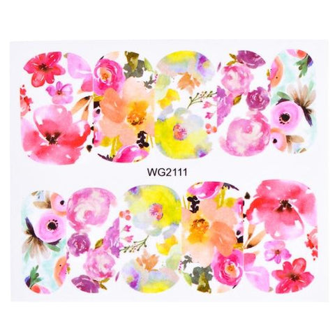 Full Beauty 1pcs Nail Sticker Optional Blossom Colorful Flower Rose Valentine Water Full Wraps Nail Art Decals Charms Tips CHWG