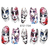 Full Beauty 1x Halloween Nail Sticker Water Self Adhesive Nail Art Tattoo Big Eye Horror Decals for DIY Decor Wraps CHSTZ731-734